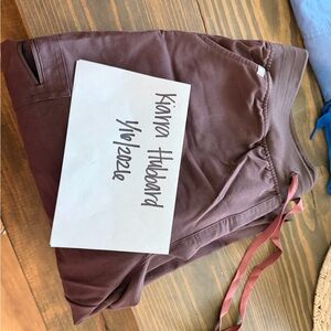 Figs Women's High Waisted Jogger Scrub Bottoms in Chocolate Brown